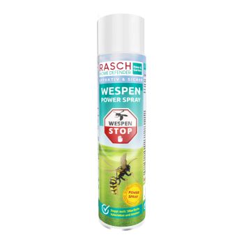 Rasch Home Defender - Wespen Power Spray | Effektive und schnelle Abwehr von Wespen und anderen Insekten | Wespenspray gegen Wespennester und freifliegende Wespen | 400 ml